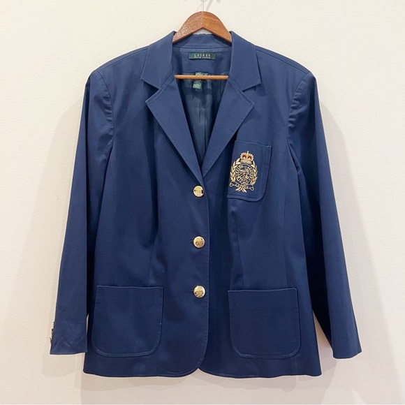 Lauren Ralph Lauren Jackets & Blazers - Lauren Ralph Lauren Blazer Womens 2X Blue Gold Buttons Crest Career Business